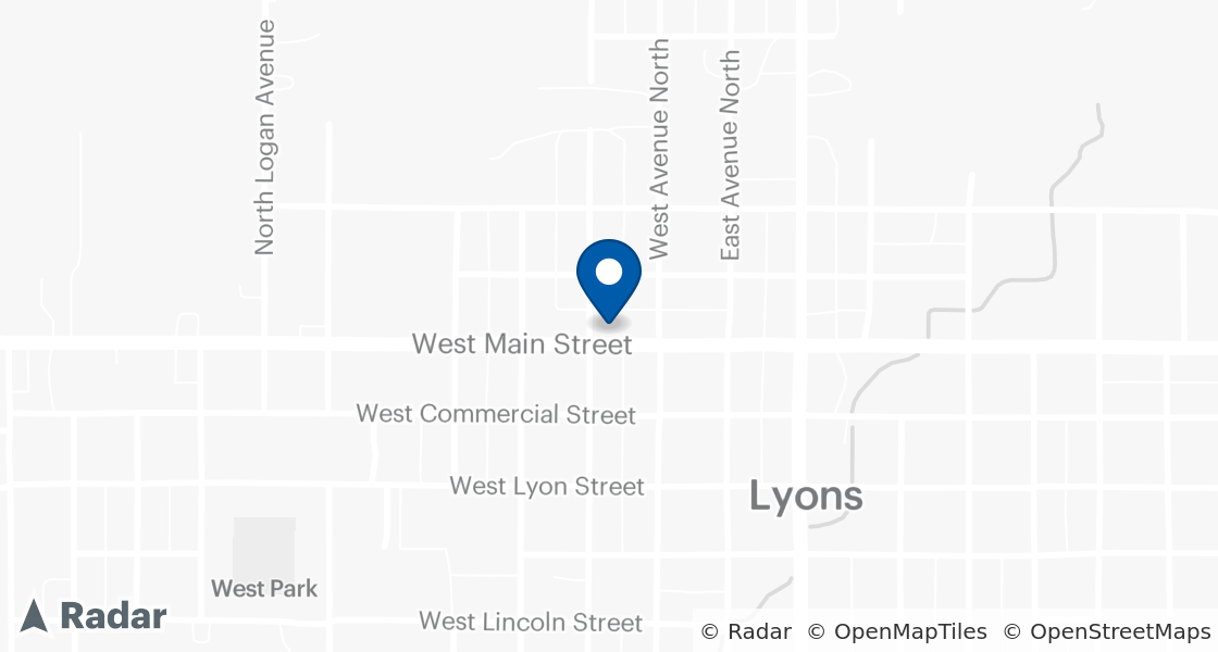 Map of Dairy Queen Location:: 215 W Main St, Lyons, KS, 67554-1911
